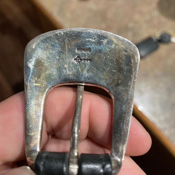 B.G. Mudd 1" Turquoise Mosaic Buckle set and belt - Picture 2 of 2